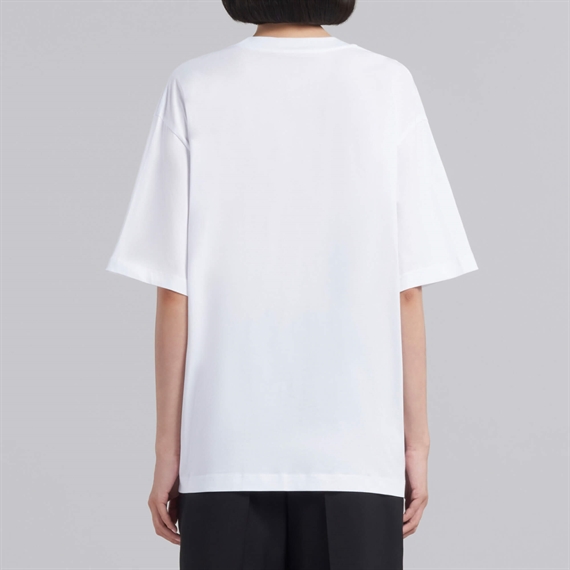 Marni Logo Organic Cotton T-shirt, Lily White/Black